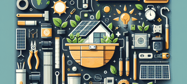 Vrouw die gerecyclede materialen gebruikt voor een DIY-project in een kleurrijke, groene omgeving.