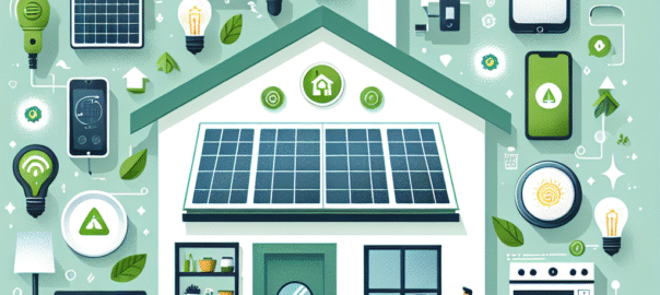 Moderne keuken met energiezuinige apparaten en groene planten, symboliserend duurzame technologie in de huishouding.